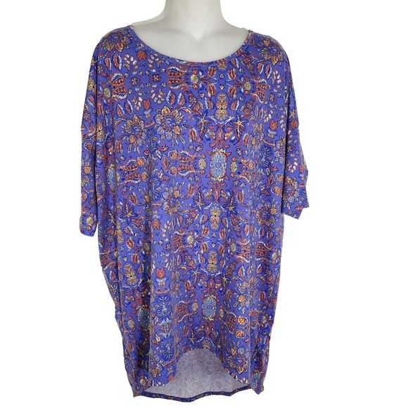 Lularoe Women Irma Tunic T Shirt Multicolor Size Medium Floral Round Neck Hi-Low - Picture 1 of 9